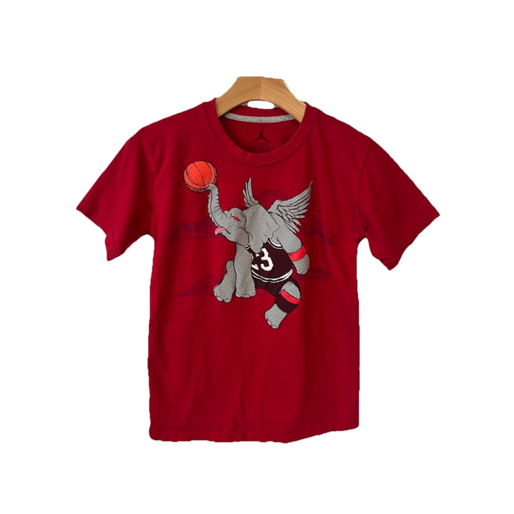 Jordan Boys M 12/14 Red Vintage Basketball Elephant Dunker Tee